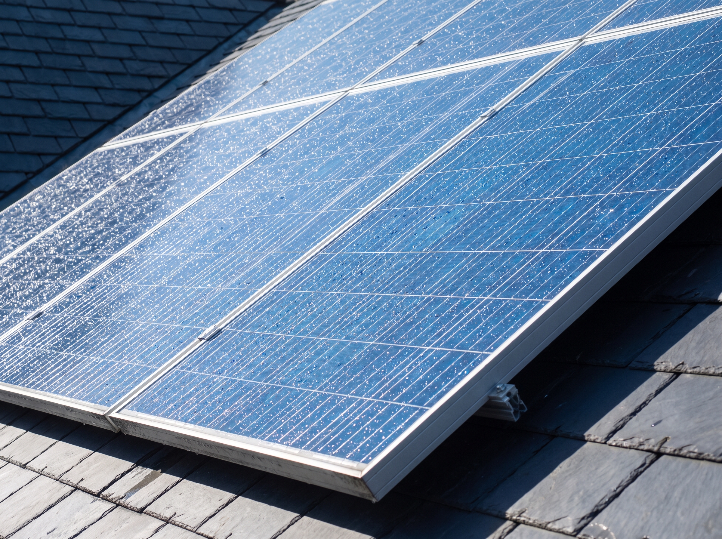 Glanzende zonnepanelen op een dak
